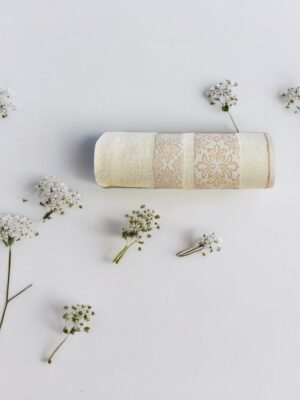 Aqua Bath Towels -  Floral Off White 117